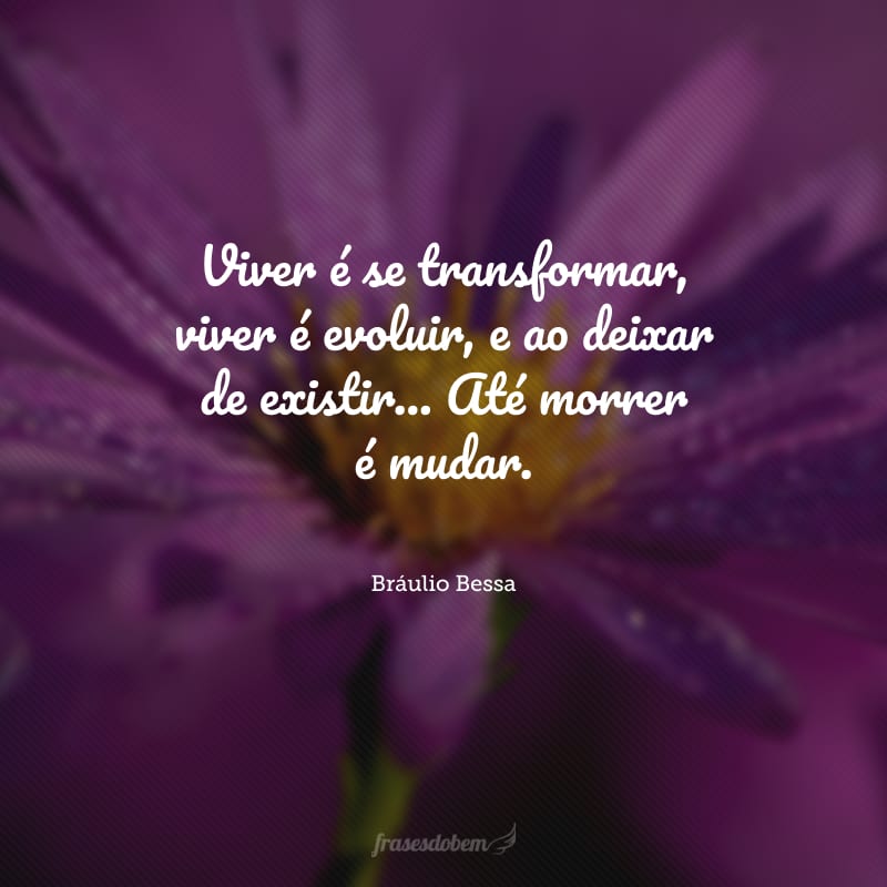 Viver é se transformar, viver é evoluir, e ao deixar de existir... Até morrer é mudar.