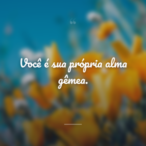 Você é sua própria alma gêmea.
