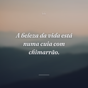 A beleza da vida está numa cuia com chimarrão.