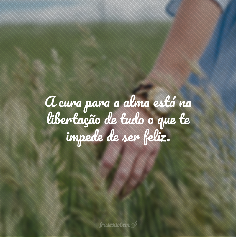 A cura para a alma está na libertação de tudo o que te impede de ser feliz.