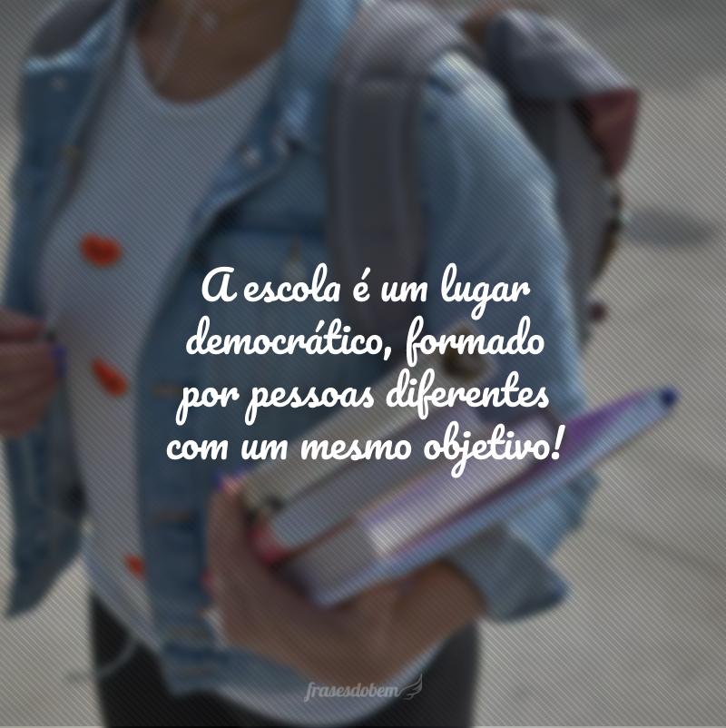 A escola é um lugar democrático, formado por pessoas diferentes com um mesmo objetivo!