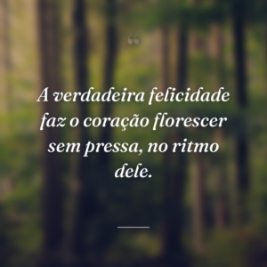 A verdadeira felicidade faz o coração florescer sem pressa, no ritmo dele.