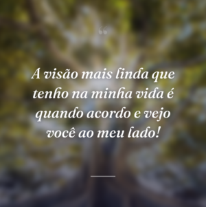 A visão mais linda que tenho na minha vida é quando acordo e vejo você ao meu lado!