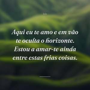 Aqui eu te amo e em vão te oculta o horizonte. Estou a amar-te ainda entre estas frias coisas.