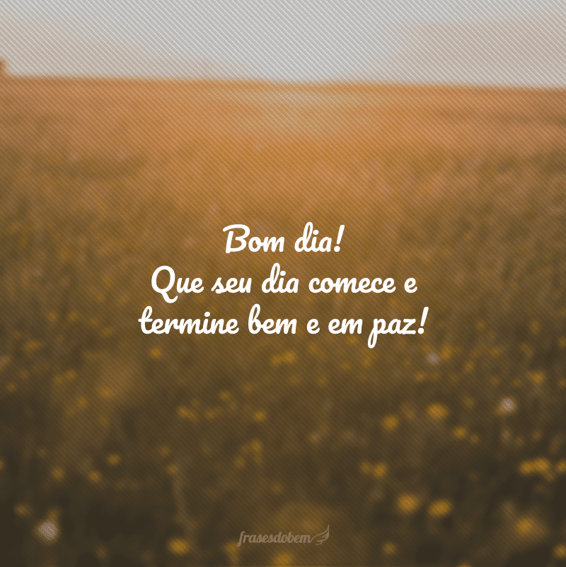 Bom dia! Que seu dia comece e termine bem e em paz!