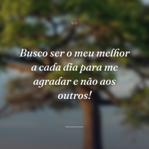 Busco ser o meu melhor a cada dia para me agradar e não aos outros!