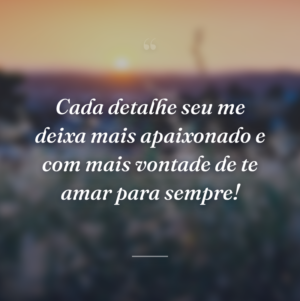 Cada detalhe seu me deixa mais apaixonado e com mais vontade de te amar para sempre!