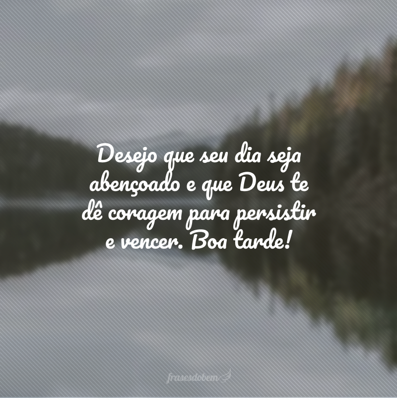 Desejo que seu dia seja abençoado e que Deus te dê coragem para persistir e vencer. Boa tarde!