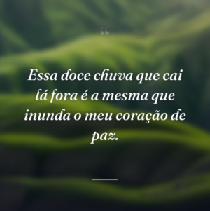 Essa doce chuva que cai lá fora é a mesma que inunda o meu coração de paz.
