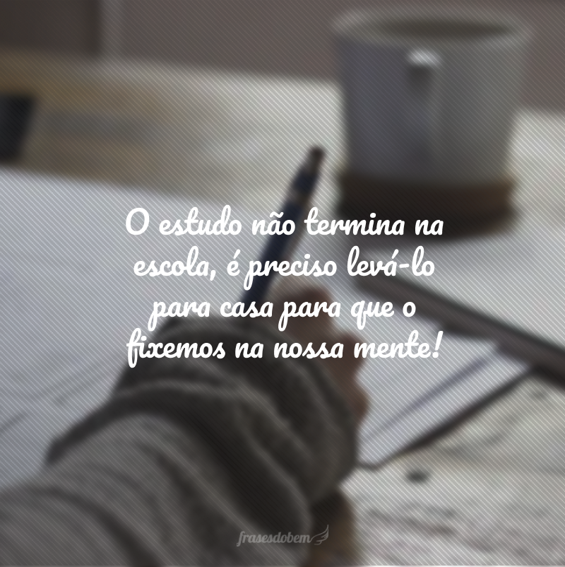 O estudo não termina na escola, é preciso levá-lo para casa para que o fixemos na nossa mente!