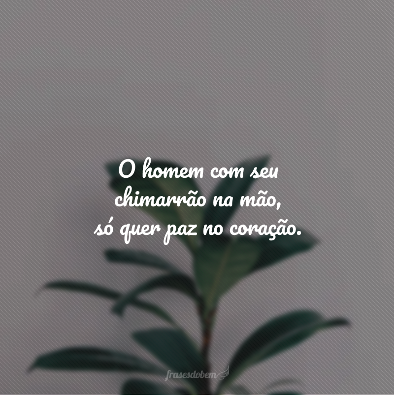 O homem com seu chimarrão na mão, só quer paz no coração.