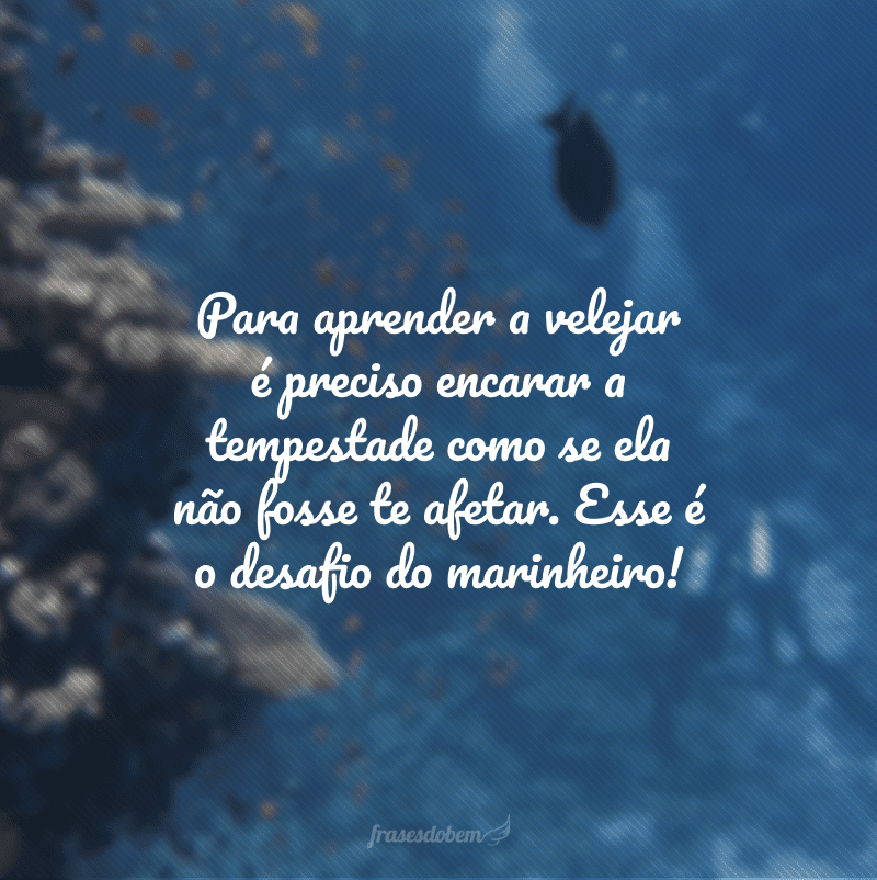 Para aprender a velejar é preciso encarar a tempestade como se ela não fosse te afetar. Esse é o desafio do marinheiro!