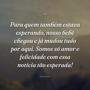 Para quem também estava esperando, nosso bebê chegou e já mudou tudo por aqui. Somos só amor e felicidade com essa notícia tão esperada!