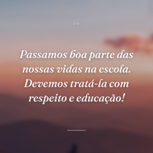 Passamos boa parte das nossas vidas na escola. Devemos tratá-la com respeito e educação!
