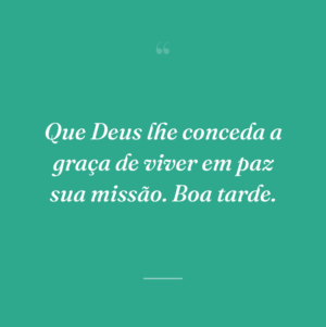Que Deus lhe conceda a graça de viver em paz sua missão. Boa tarde.
