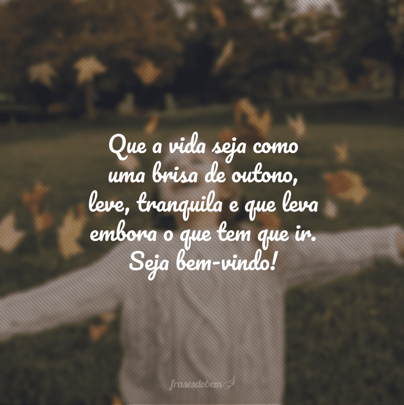 Que a vida seja como uma brisa de outono, leve, tranquila e que leva embora o que tem que ir. Seja bem-vindo!