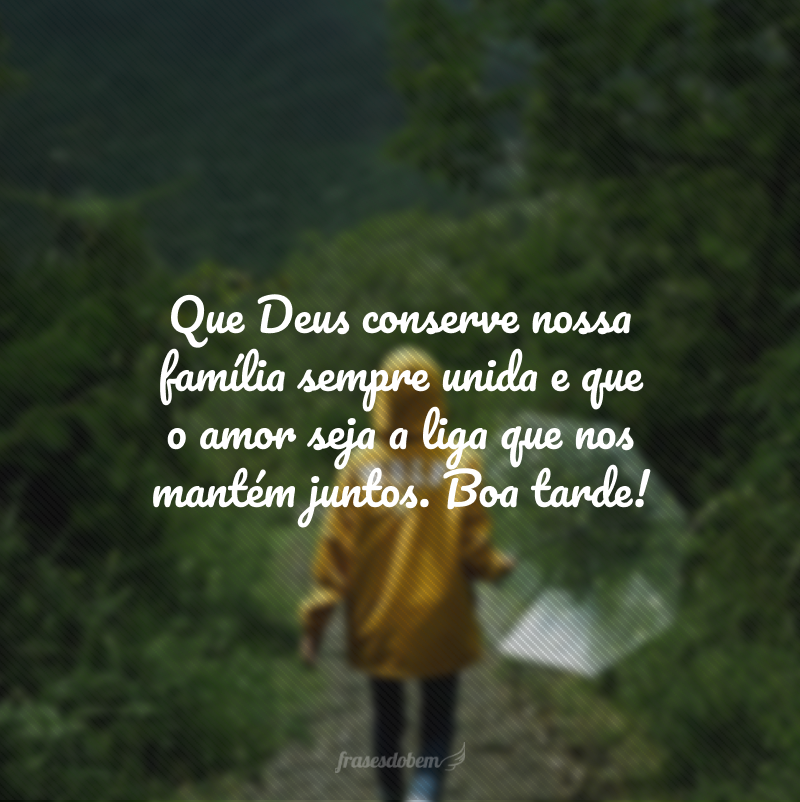 Que Deus conserve nossa família sempre unida e que o amor seja a liga que nos mantém juntos. Boa tarde!