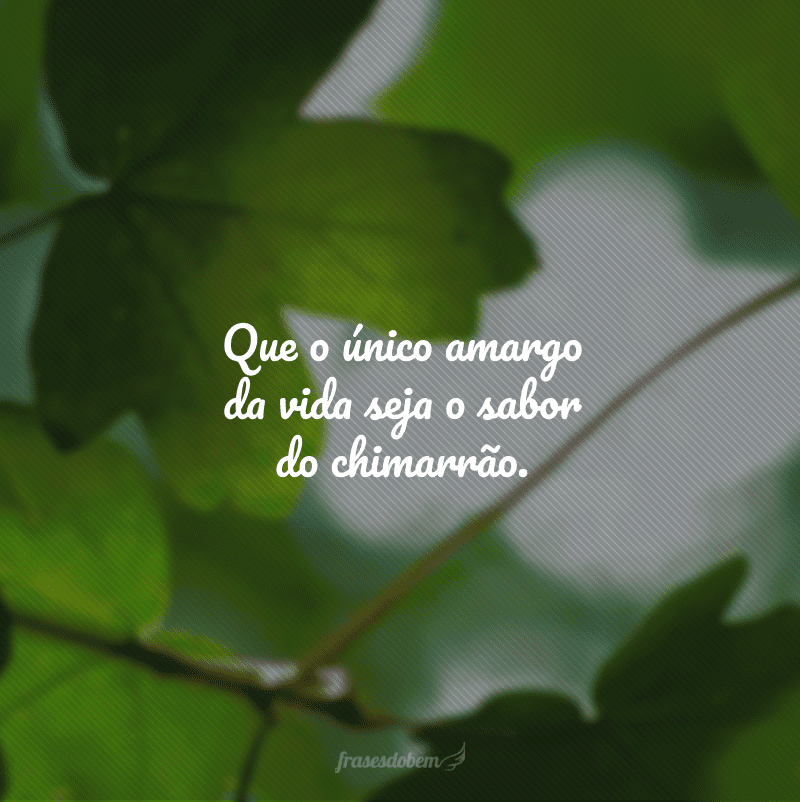 Que o único amargo da vida seja o sabor do chimarrão.