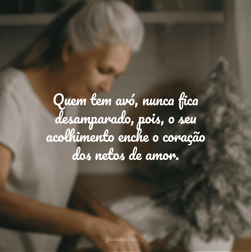 Quem tem avó, nunca fica desamparado, pois, o seu acolhimento enche o coração dos netos de amor.