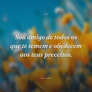 Sou amigo de todos os que te temem e obedecem aos teus preceitos.