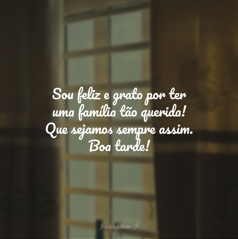 Sou feliz e grato por ter uma família tão querida! Que sejamos sempre assim. Boa tarde!