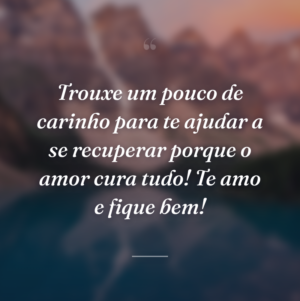 Trouxe um pouco de carinho para te ajudar a se recuperar porque o amor cura tudo! Te amo e fique bem!