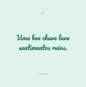 Uma boa chuva lava sentimentos ruins.