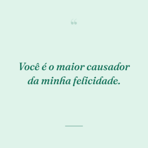 Você é o maior causador da minha felicidade.