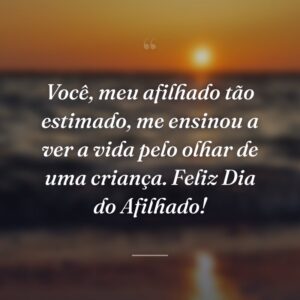 Você, meu afilhado tão estimado, me ensinou a ver a vida pelo olhar de uma criança. Feliz Dia do Afilhado!