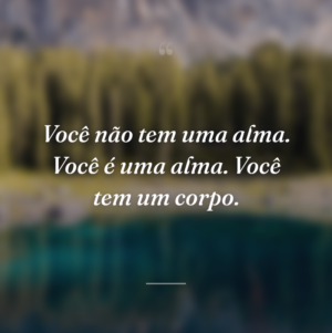 Você não tem uma alma. Você é uma alma. Você tem um corpo.