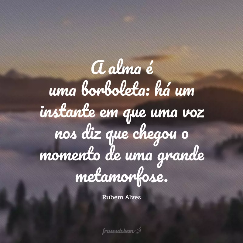 A alma é uma borboleta: há um instante em que uma voz nos diz que chegou o momento de uma grande metamorfose.