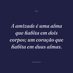 A amizade é uma alma que habita em dois corpos; um coração que habita em duas almas.