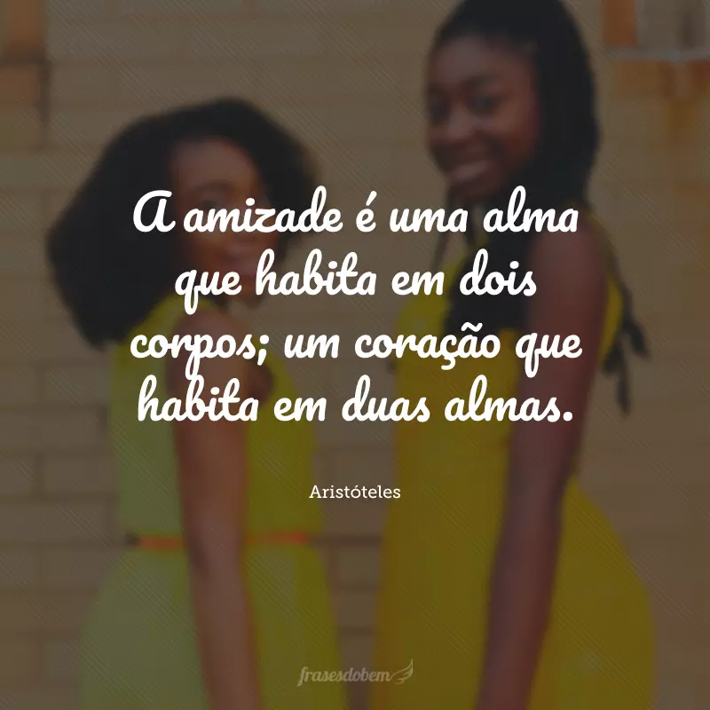 A amizade é uma alma que habita em dois corpos; um coração que habita em duas almas.