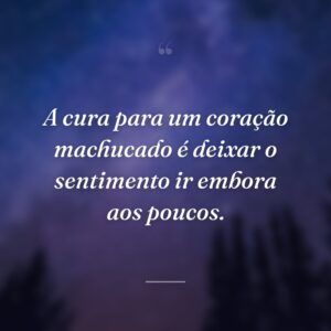 A cura para um coração machucado é deixar o sentimento ir embora aos poucos.