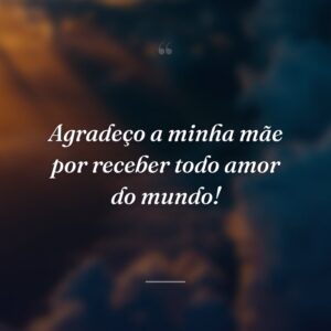 Agradeço a minha mãe por receber todo amor do mundo!