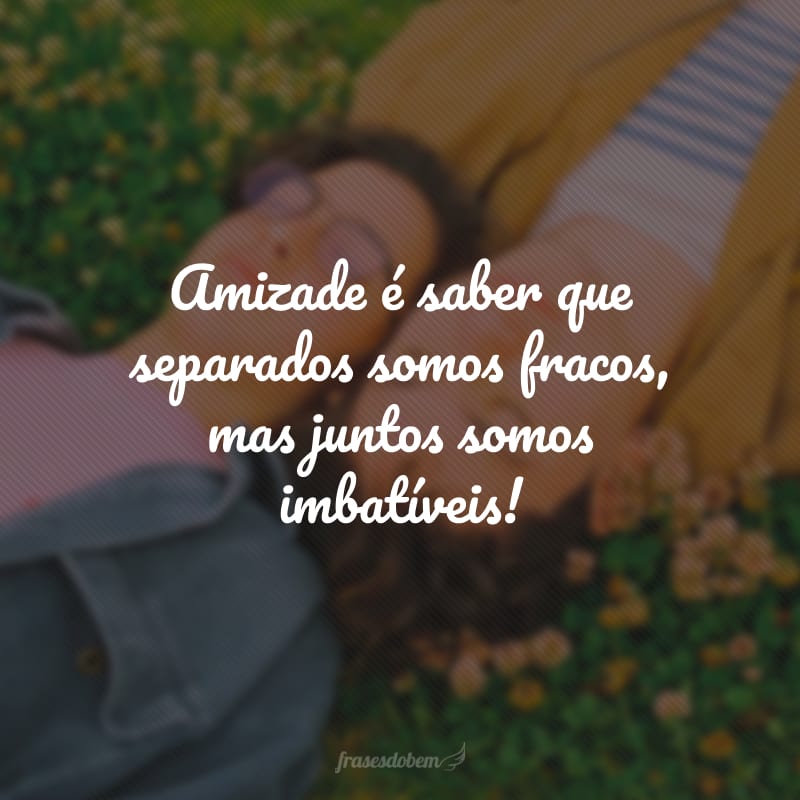 Amizade é saber que separados somos fracos, mas juntos somos imbatíveis!