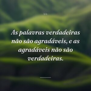 As palavras verdadeiras não são agradáveis, e as agradáveis não são verdadeiras.