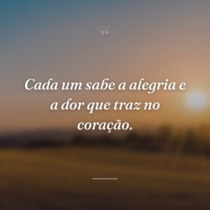 Cada um sabe a alegria e a dor que traz no coração.