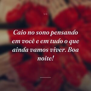Caio no sono pensando em você e em tudo o que ainda vamos viver. Boa noite!