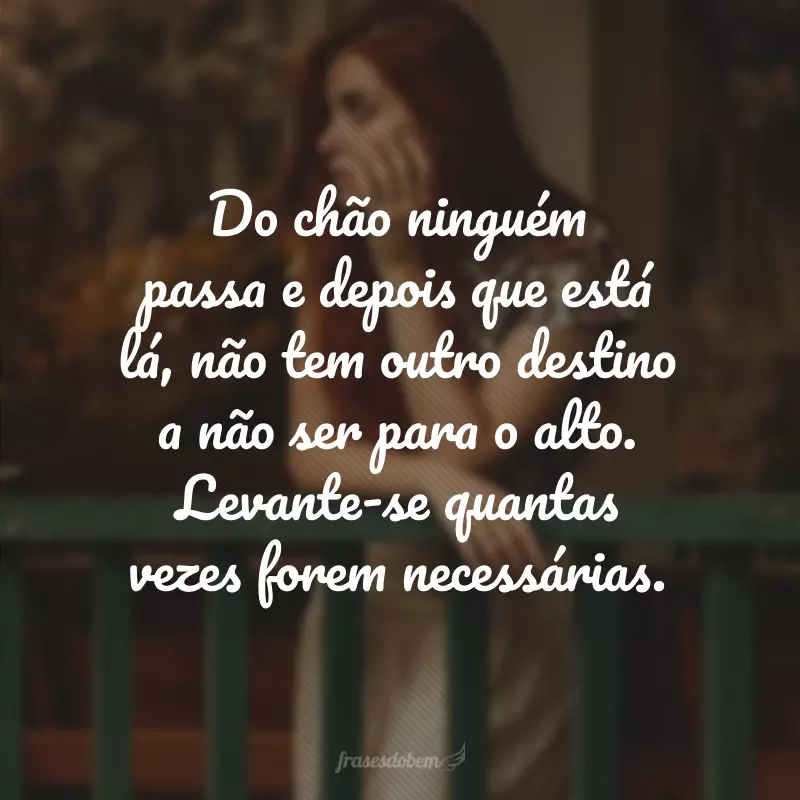 Do chão ninguém passa e depois que está lá, não tem outro destino a não ser para o alto. Levante-se quantas vezes forem necessárias.