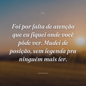 Foi por falta de atenção que eu fiquei onde você pôde ver. Mudei de posição, sem legenda pra ninguém mais ler.