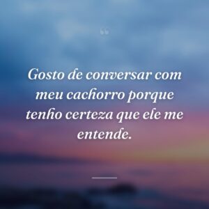 Gosto de conversar com meu cachorro porque tenho certeza que ele me entende.