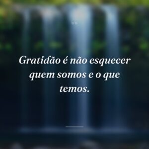 Gratidão é não esquecer quem somos e o que temos.
