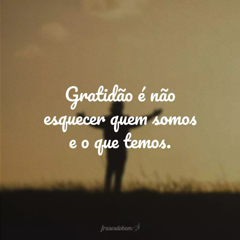 Gratidão é não esquecer quem somos e o que temos.