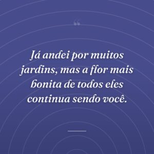 Já andei por muitos jardins, mas a flor mais bonita de todos eles continua sendo você.