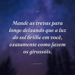 Mande as trevas para longe deixando que a luz do sol brilhe em você, exatamente como fazem os girassóis.