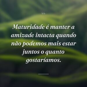Maturidade é manter a amizade intacta quando não podemos mais estar juntos o quanto gostaríamos.