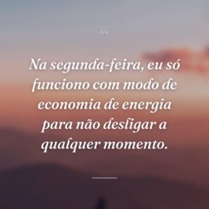 Na segunda-feira, eu só funciono com modo de economia de energia para não desligar a qualquer momento.
