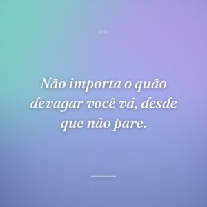 Não importa o quão devagar você vá, desde que não pare.