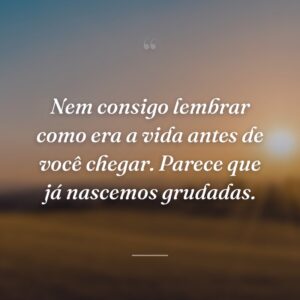 Nem consigo lembrar como era a vida antes de você chegar. Parece que já nascemos grudadas.